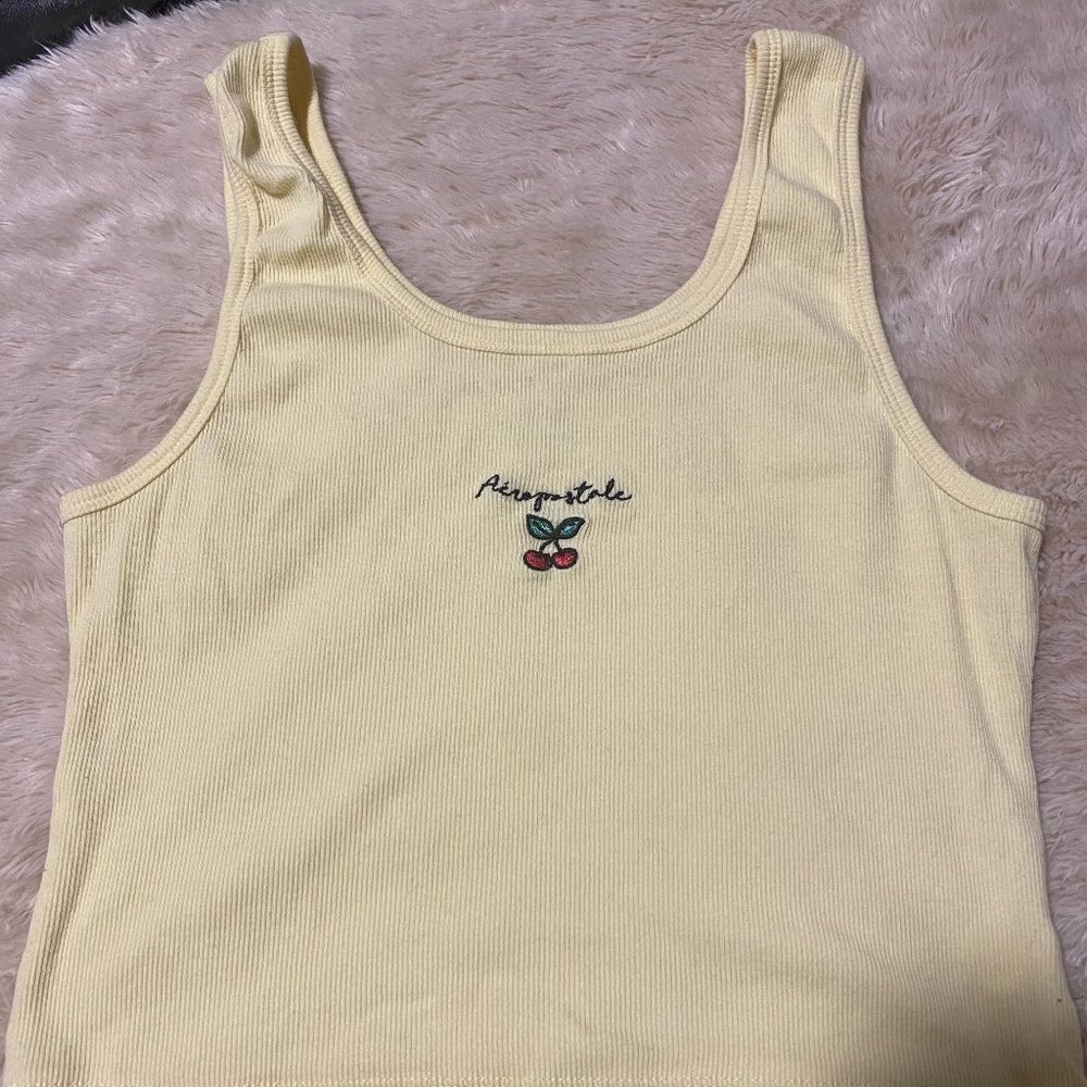 Aeropostale Fitted Crop Tank - Pastel Yellow
